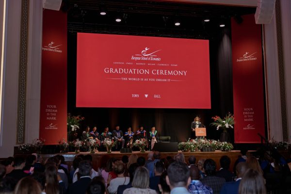 The historic ceremony hall at Town Hall by Bottaccio, London, filled to capacity as ESE confers degrees under the banner 