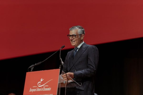 Domenico Bellantone, Consul General of Italy in London, delivers the welcoming address to graduates — ESE Graduation Ceremony, 4th July 2026.