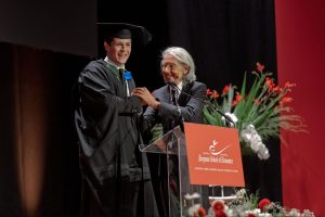 Members of the Class of 2026 shares her testimonial during the ESE Graduation Ceremony at Town Hall by Bottaccio, London.