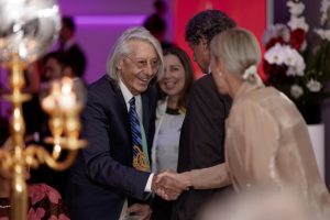 Elio D'Anna, ESE President and Founder, greets guests during the 30th Anniversary Gala in the Inner Space of Town Hall by Bottaccio.