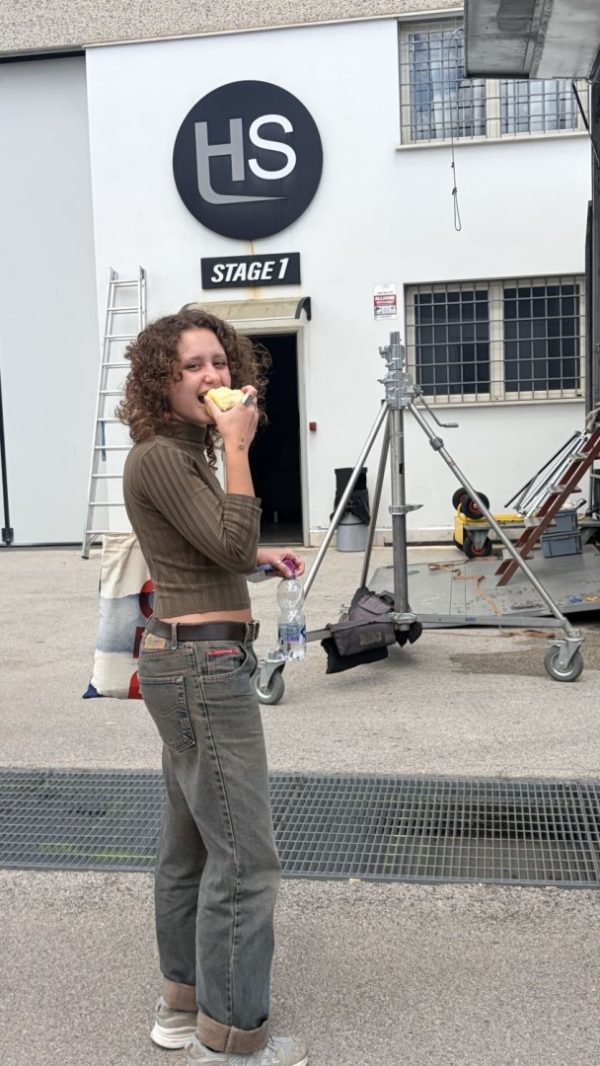 Bianca Xavier outside soundstage Stage 1 during the Film Industry Short Course production process.